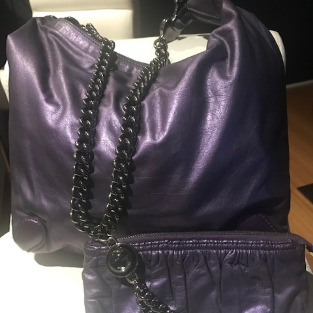 Gucci Galaxy Metallic Purple Chain Bag an Wristlet